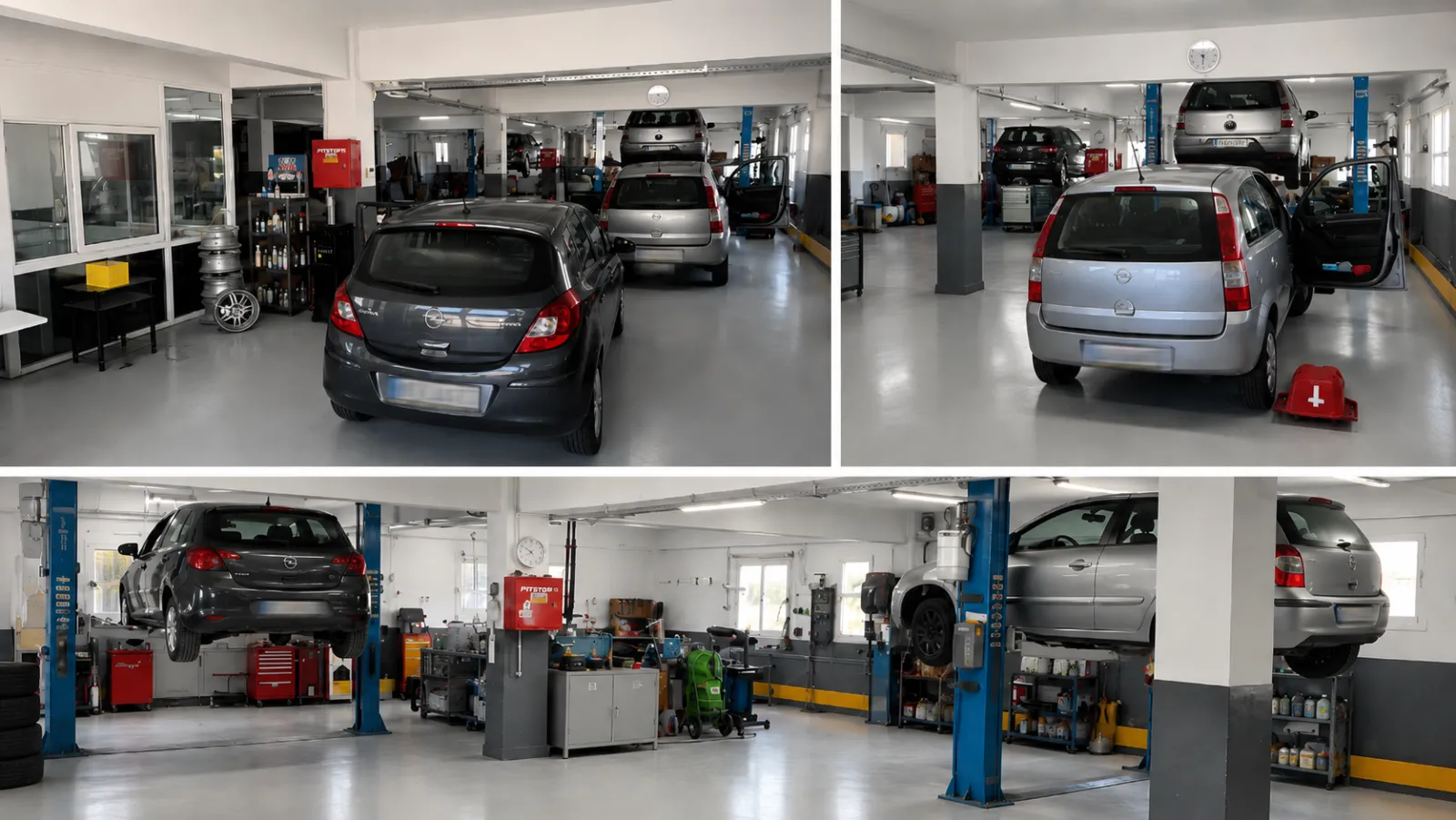 Χώρος εργασιών service με ανυψωτικά και εξοπλισμό Opel